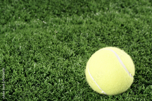 Tennis ball on grass