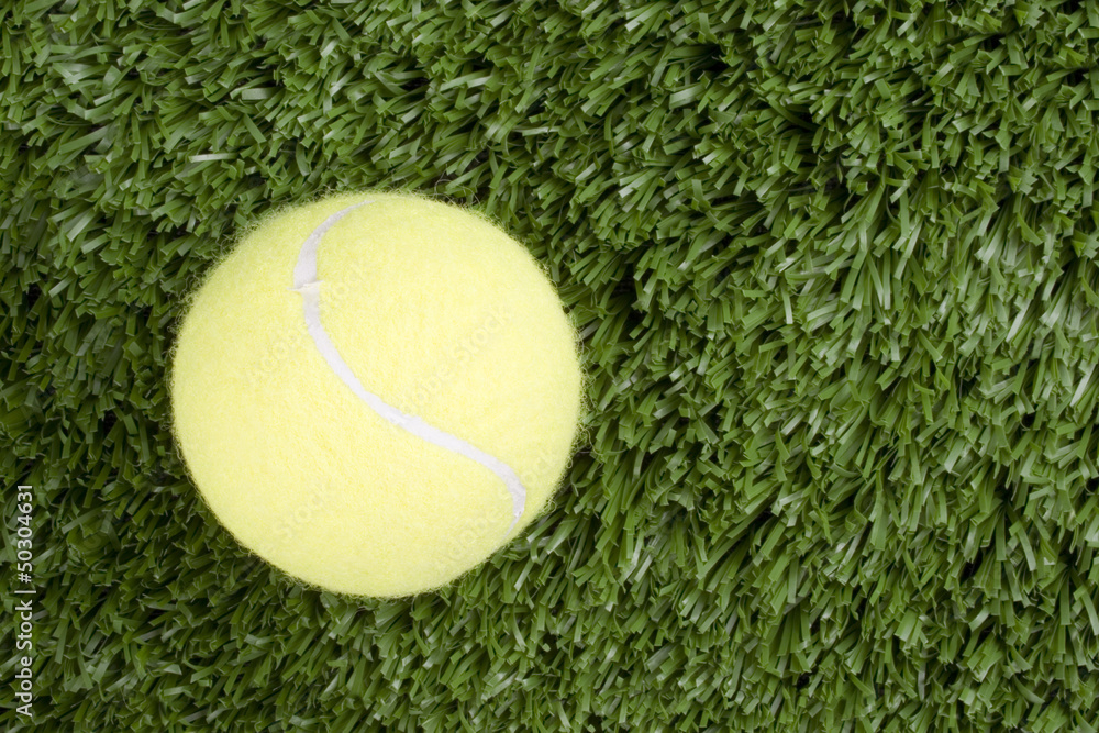 Tennis ball and grass