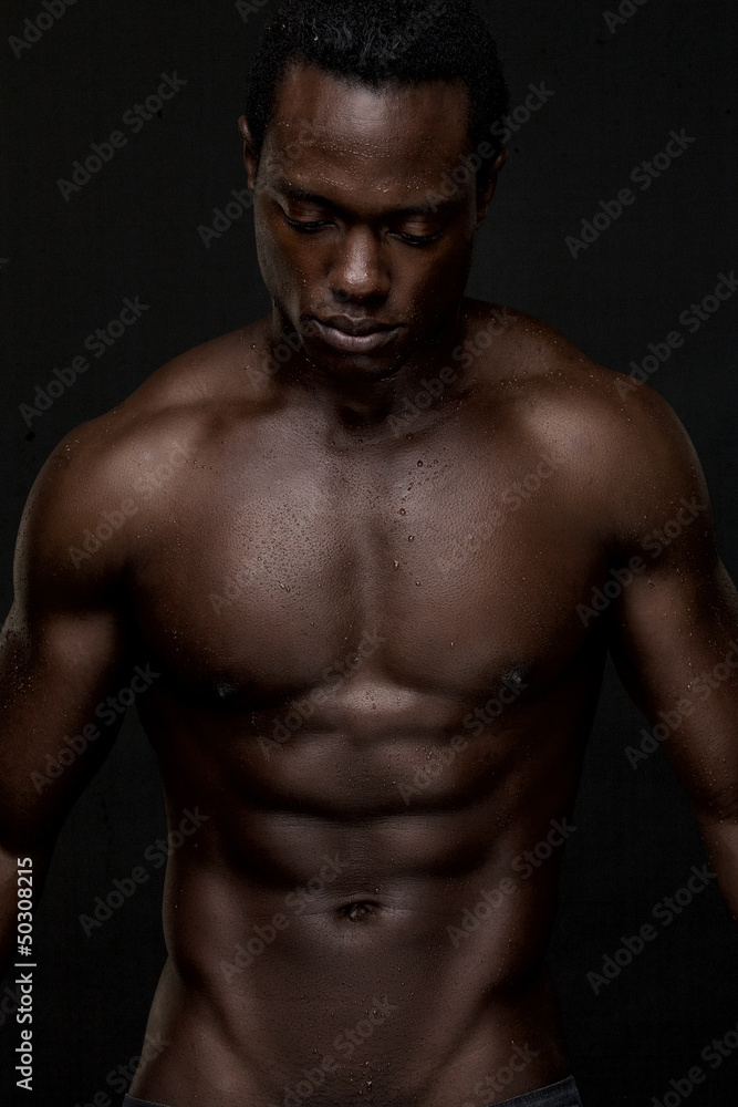Atheletic African American Man Topless Photos | Adobe Stock