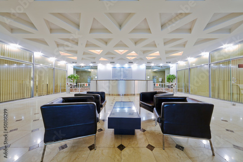 Empty reception  hall of modern building photo