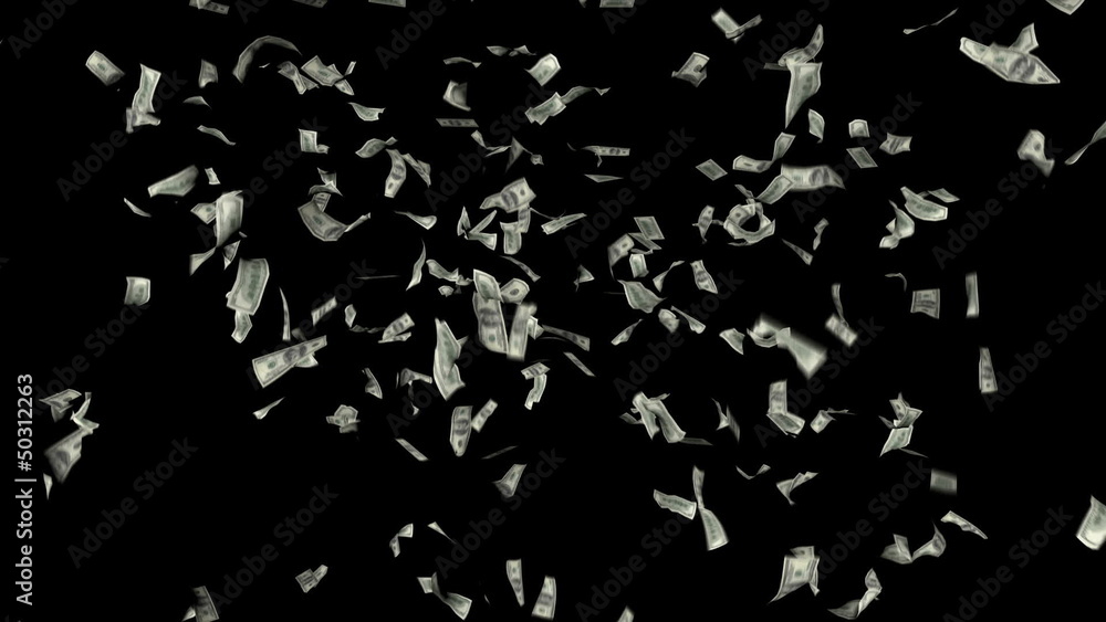 Money of $100 bills falling from top of screen Money of $100 bills falling from top of screen