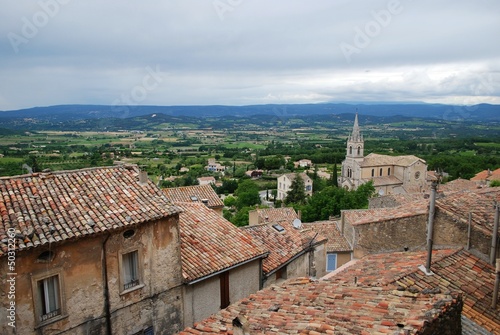 Landscape of Bonnieux village and countryside, Provence, France