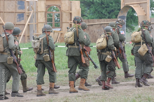 WWII reenactment.American soldiers photo