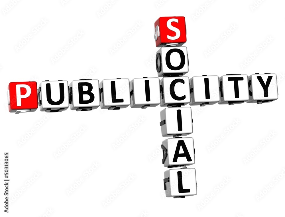 3D Social Publicity Crossword on white background 3D Social Publicity Crossword on white background