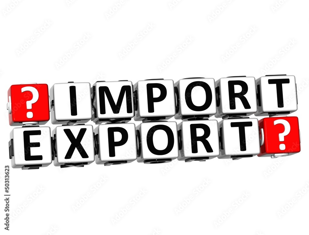 3D Import Export Button Click Here Block Text