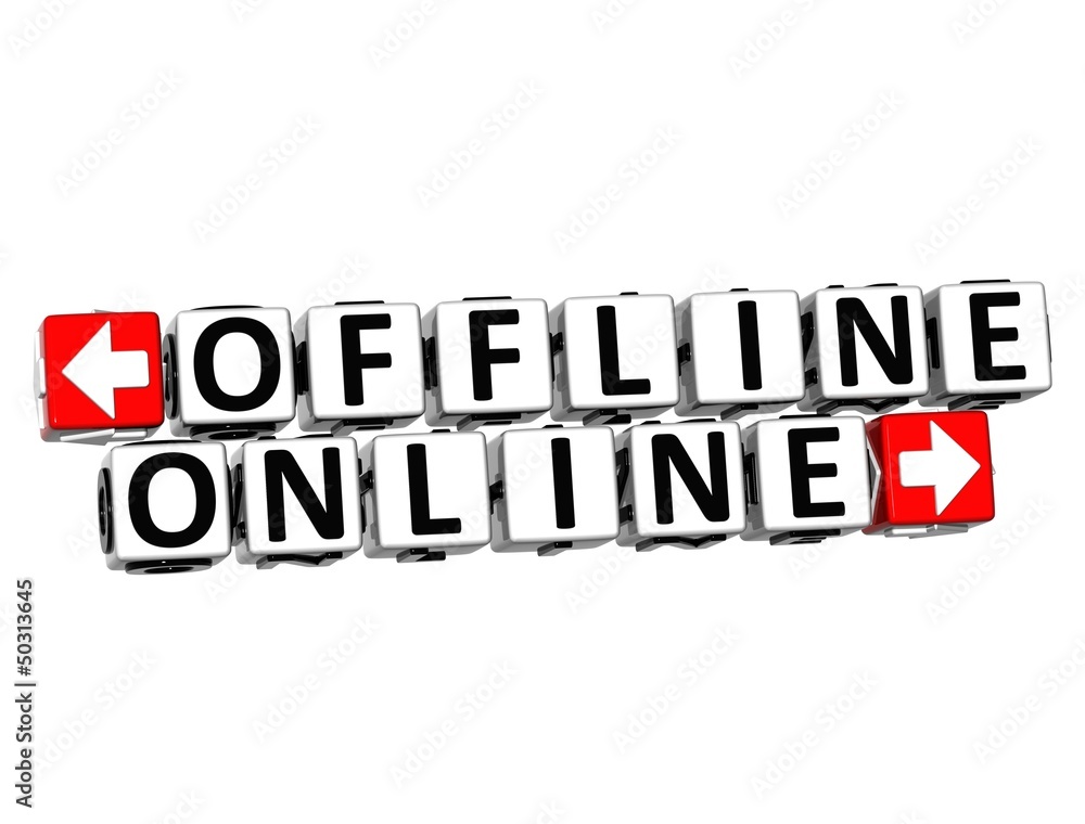 3D Offline Online Button Click Here Block Text 3D Offline Online Button Click Here Block Text
