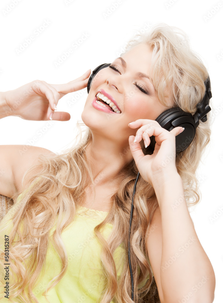 woman with headphones