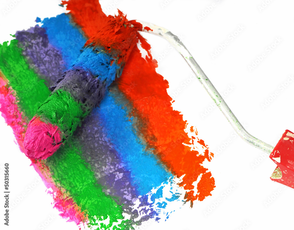 Farbrolle mit Farben StockFoto Adobe Stock