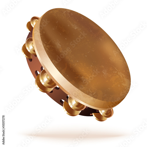Traditional tambourine, isolated on white background