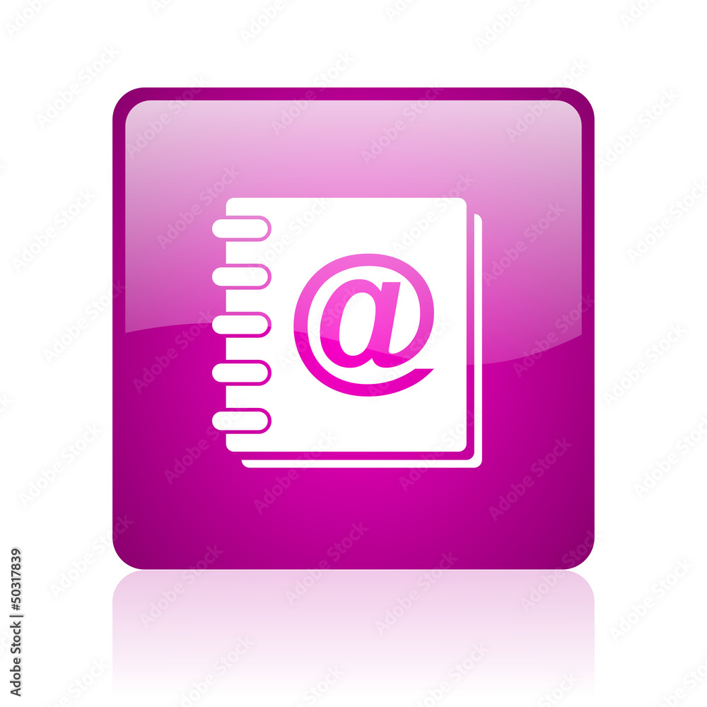 address book violet square web glossy icon