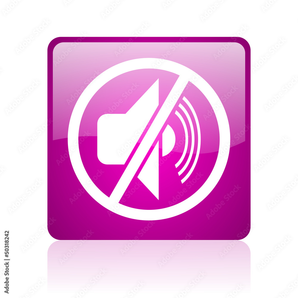 mute violet square web glossy icon