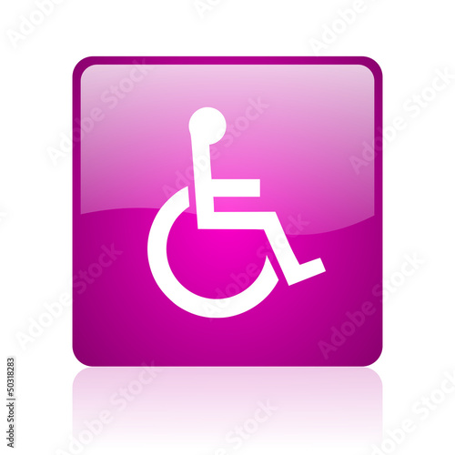 accessibility violet square web glossy icon