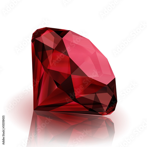 Realistic ruby on white background photo
