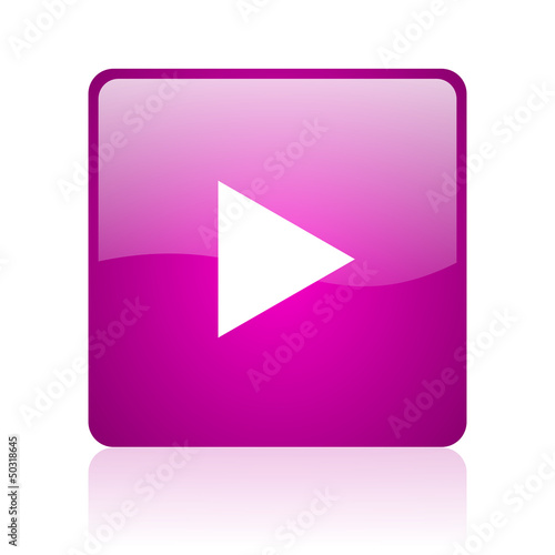 play violet square web glossy icon