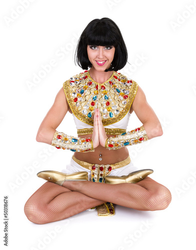 Yoga woman wearing a egyptian costume. photo