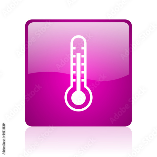 thermometer violet square web glossy icon