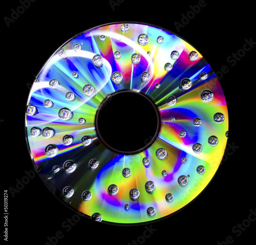 Abstract disc with water droplets