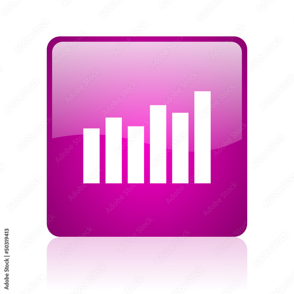 bar graph violet square web glossy icon bar graph violet square web glossy icon