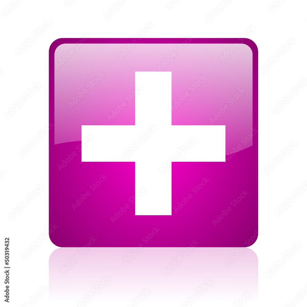 emergency violet square web glossy icon