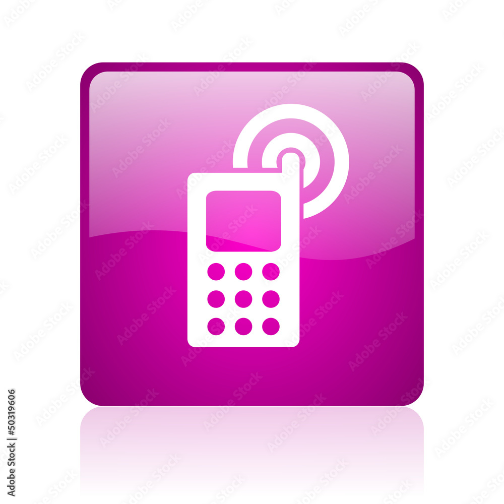 cellphone violet square web glossy icon cellphone violet square web glossy icon