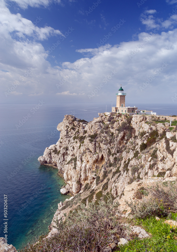 Cape Melagavi lighthouse, Corinthia, Greece