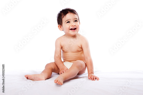Happy baby toddler sitting