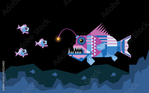 Angler fish attracts prey