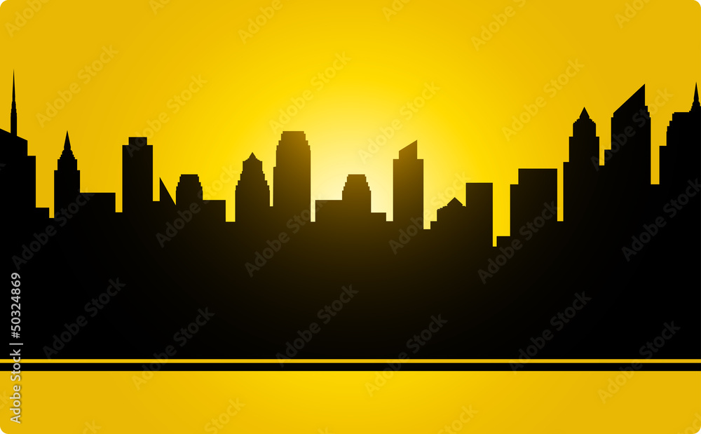 Obraz premium city landscape with sunset