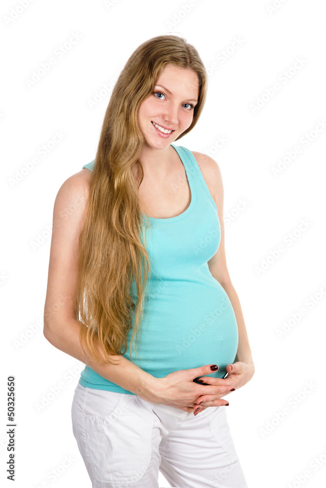 Portrait of a beautiful pregnant woman. isolated on white Portrait of a beautiful pregnant woman. isolated on white