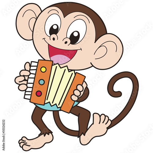 Cartoon Monkey Playing an Accordion