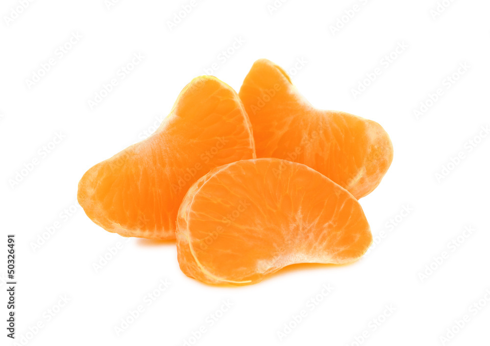 Three segments of mandarin (isolated) Three segments of mandarin (isolated)