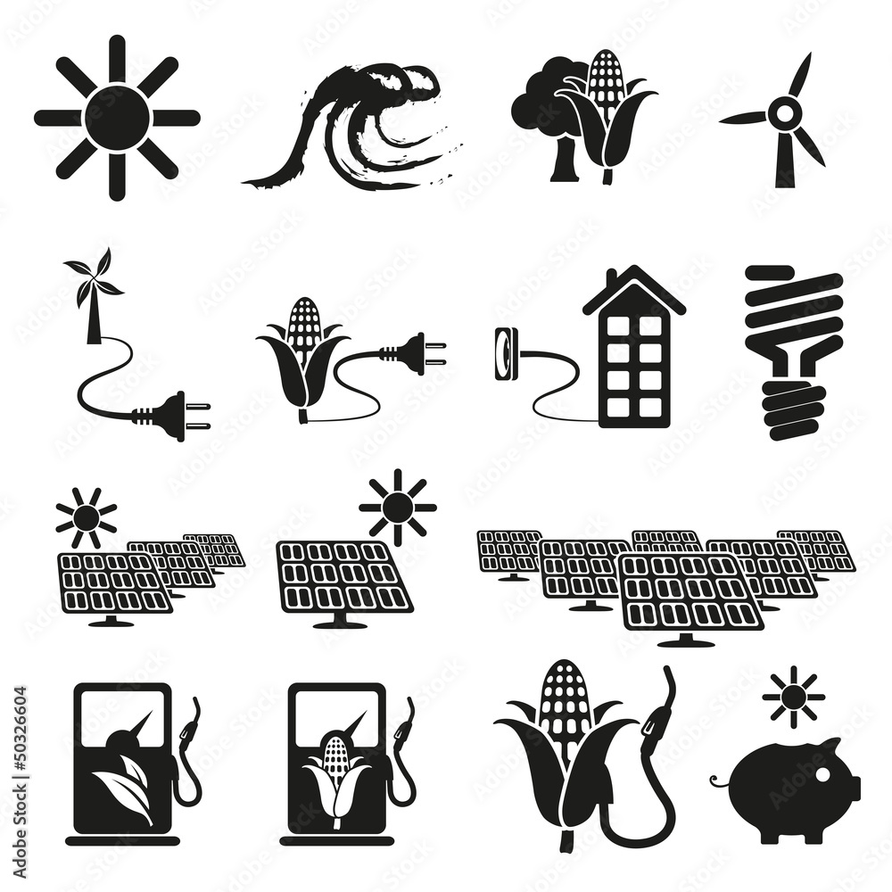 Energy and resource icon set. Vector illustration Energy and resource icon set. Vector illustration