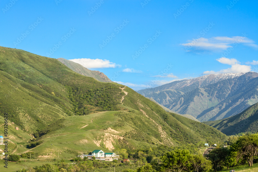 panorama of the nature of the gorge in Almaty
