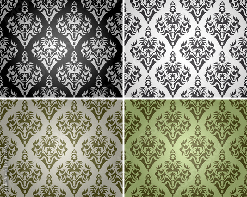 Set of seamless backgrounds with floral pattern 2