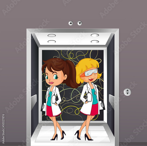 Doctors at the elevator