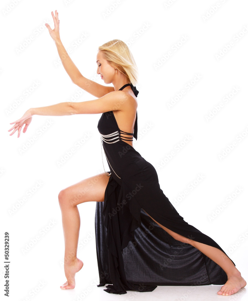 Naklejka premium Hot belly dancer is demonstrating her skill