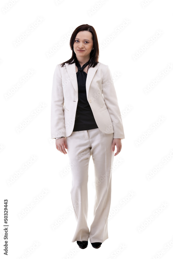 Caucasian businesswoman isolated over white background full body Caucasian businesswoman isolated over white background full body