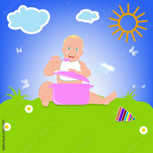Healthy nutrition food for baby.Abstract background.Vector