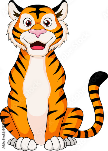 Fototapeta Naklejka Na Ścianę i Meble -  Cute tiger cartoon sitting