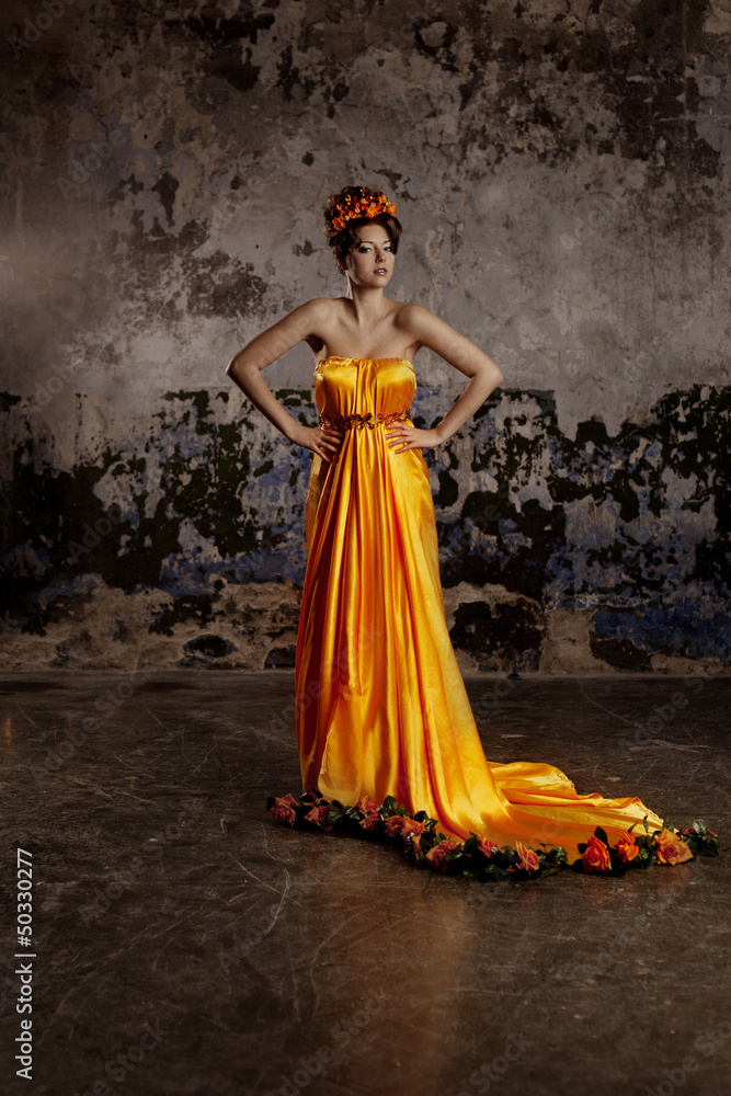 Luxury lady in silk dress Luxury lady in silk dress