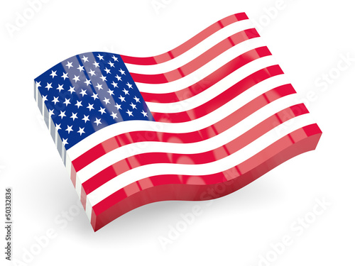 3d flag of united states of america isolated on white