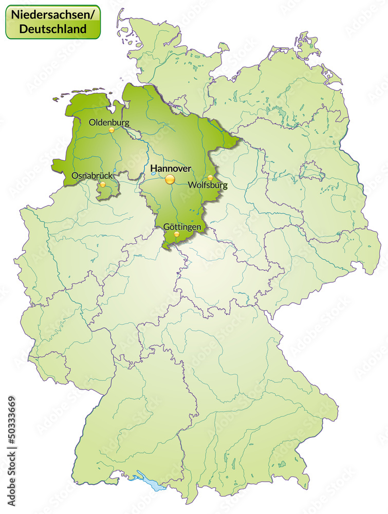 Landkarte von Deutschland und Niedersachsen
