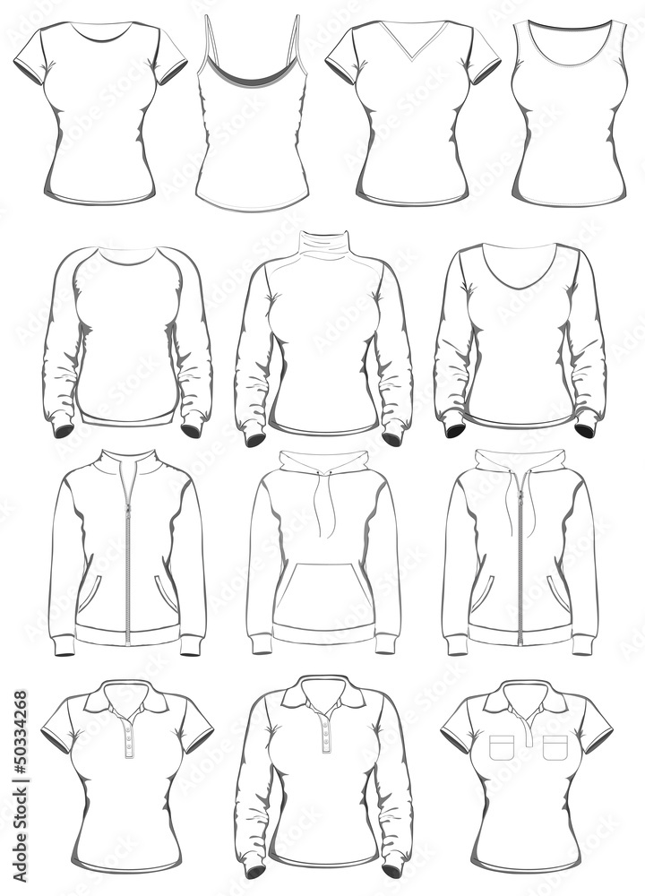 Collection of women clothes outline templates Collection of women clothes outline templates