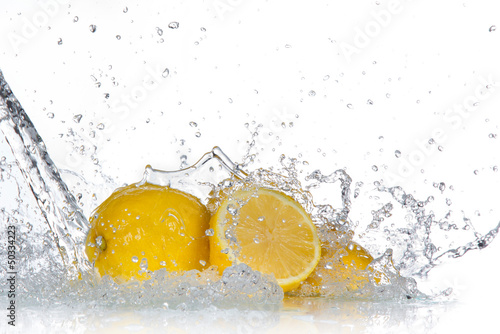 Lemon with water splash iso...