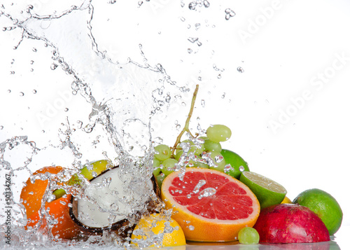 Fresh fruits with water spl...