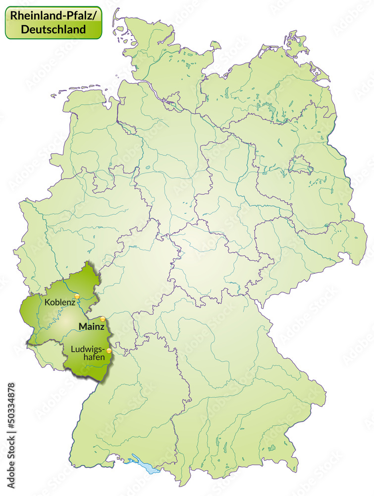 Fototapeta premium Landkarte von Deutschland und Rheinland-Pfalz