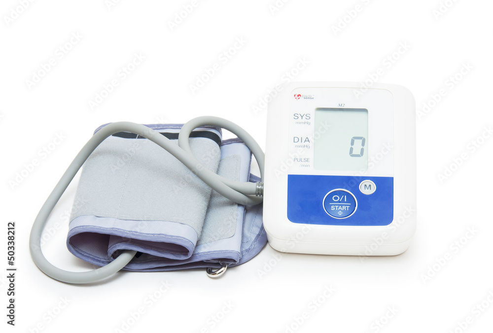 Digital blood pressure meter with love heart symbol Digital blood pressure meter with love heart symbol
