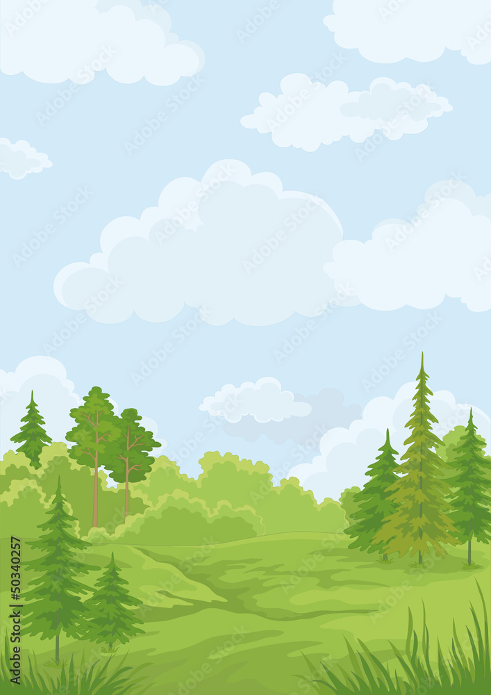 Naklejka premium Landscape, summer forest