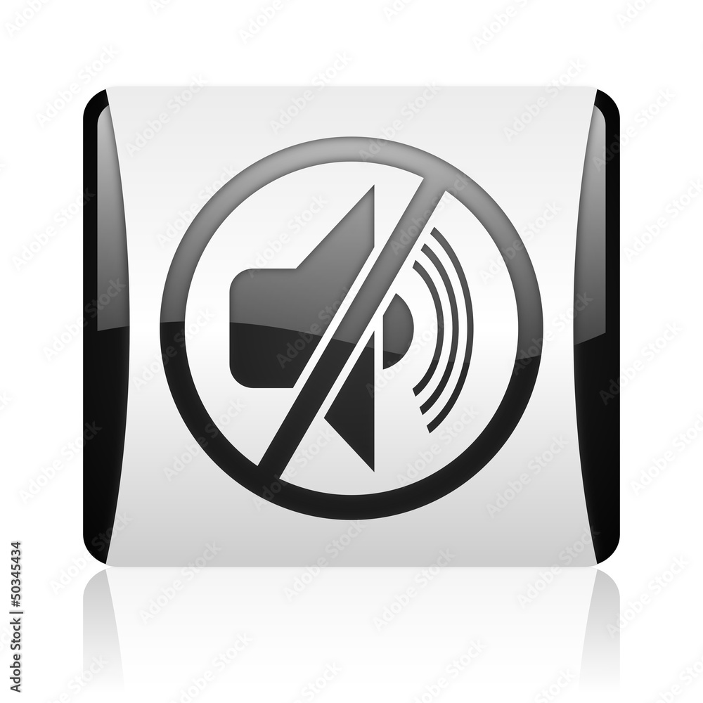 mute black and white square web glossy icon mute black and white square web glossy icon