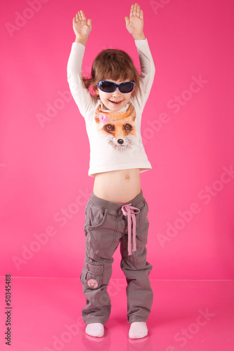 girl on pink background